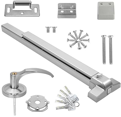 suermany Push Bar Panic Exit Device, Painted Aluminum, Exterior Lever | Commercial Panic Bar Door Handle With Exterior Lever Handle For Emergency Exit Doors, Safety Compliance Hardware