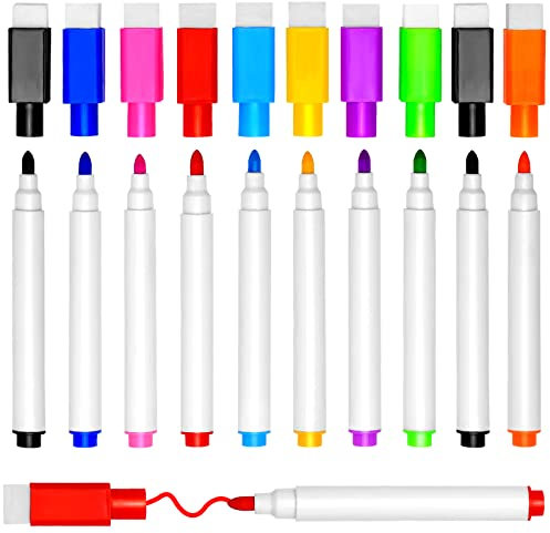 DTYDECLE 10 Stück Whiteboard Stifte, 9 Farbe Whiteboard Marker Magnetische Trockenlösch Abwischbare Marker mit Feiner Spitze für Büro, Schule, Zuhause usw