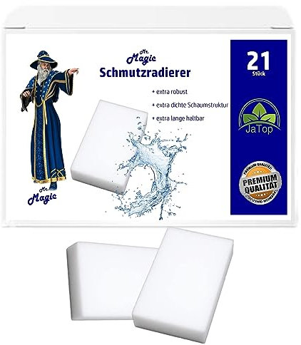 JaTop Mr.Magic 21 x Schmutzradierer Schwamm Radierschwamm Zauberschwamm extra Stark für Haushalt, Küche, Wand, Bad