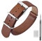 ANNEFIT Leder Uhrenarmband 18mm, Echtes Kalbsleder Einteiliges Militär Uhrenarmbänder für Herren und Damen mit Gebürstete Silberschnalle (Hellbraun)