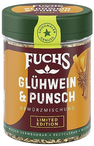 Fuchs Gewürze - Glühwein & Punsch Gewürz - weihnachtliche Gewürzmischung für Wein und Punsch - aus natürlichen Zutaten - 40 g in wiederverwendbarer, recyclebarer Dose