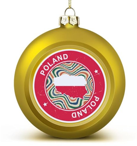 Polen Weihnachtskugeln Ornamente Weihnachten Polen Flagge Karte Hängende Kugel Deko für Weihnachtsbäume, Urlaubsparty Neujahr Geschenk