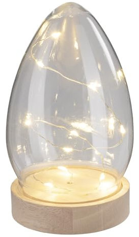 Ideen mit Herz LED-Holz-Podest rund, mit Ei, Ø8,3cm, 2cm hoch, mit 10 LEDs in warmweiß