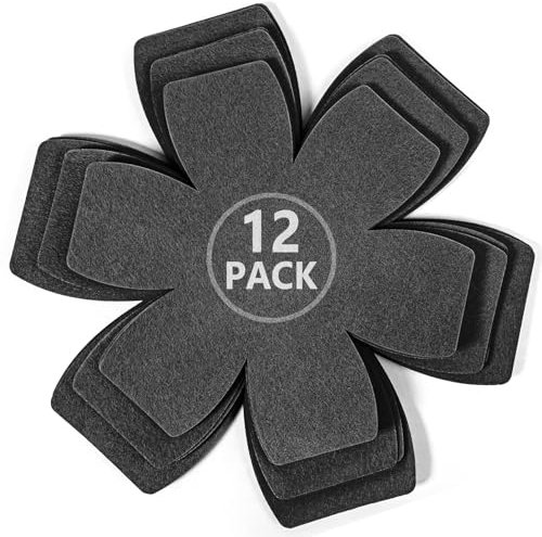 Felt Pot and Pan Protectors - Set of 12 and 3 Different Sizes Felt Pan Protectors for Stacking, Larger & Wider Pot and Pan Protectors, Pan Separators Protectors, Pot Separators for Stacking, Deep Gray
