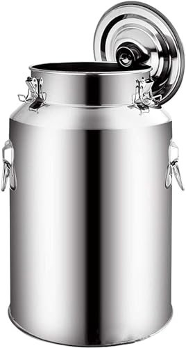 YWQJL 201Bidon De Lait en Acier Inoxydable, Bidon De Baratte à Lait Pot Seau à Vin Baril Seau à Eau Huile RéServoir à Thé avec Couvercle Scellé,pour Stocker des Liquides Et des Solides(5L)
