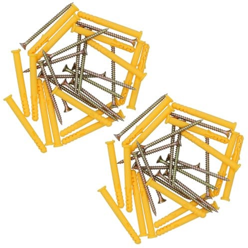 4 x 60mm Countersunk Screws and Wall Raw Plugs for Wood Concrete Brick 60pc