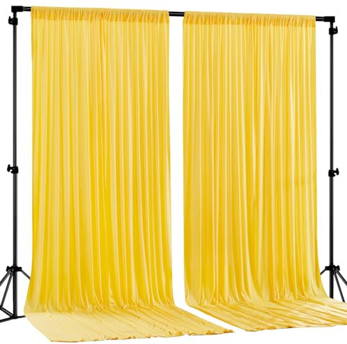 Yellow Backdrop Curtains-Wrinkle-Free Polyester Photography Drapes Party Curtain Background for Baby Shower Wedding Decorations- 8 X10FT (Yellow)