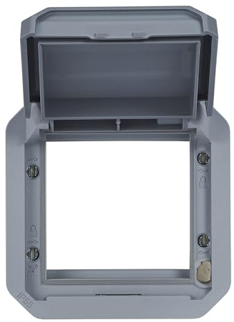 LEGRAND, Plexo New Abdeckung, Mosaic Adapter mit Klappdeckel, Farbe: Grau, 069584L