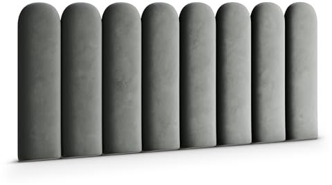Muralo - Samt Wandkissen Stoff Polster-Paneel für Schlafzimmer Wohnzimmer Bett Wandpolster Bettkopfteil Lendekissen Modern Luxus Gepolstert Magic Velvet (Grau, 20 cm x 60 cm)