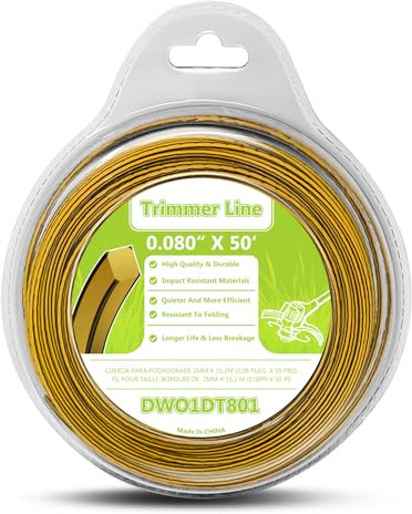 50ft DWO1DT801 DWO1DT802 String Weed Trimmer Line for Dewalt Cordless Battery Operated Bump Feed String Grass Trimmer Lawn Edger Spool Lines 50ft x 0.08 inch