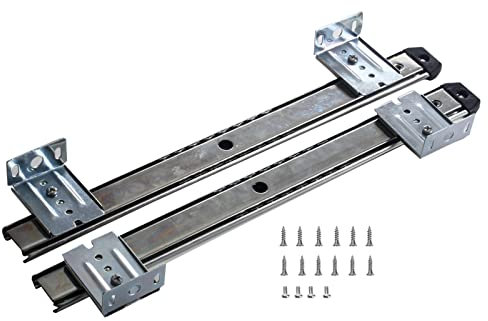 IkErna Höhenverstellbare 2 Stück Teleskopauszüge Kugelgelagerte Schienen Für Tastaturablage, Seitliche Montage/Silver/14Inch/35Cm