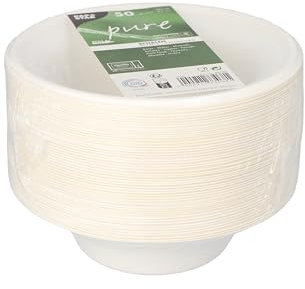50 Schalen, Zuckerrohr pure 380 ml Ø 15,5 cm · 4,6 cm weiss