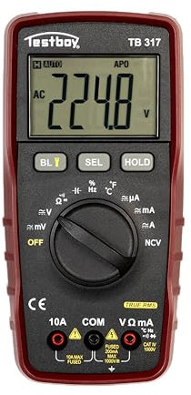 Testboy 317 True RMS Multimeter (misst Effektivwert, Smart Multimeter für Elektroinstallation, Service & Industrie, Messung von Temperatur, Widerstand, Frequenzen bis 10 MHz & Kapazitäten bis 60 mF)