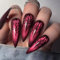 24pcs Halloween False Nails Long Stiletto Press on Nails Red Cat Eye Fake Nails Spider Web Stick on Nails Removable Glue-on Nails Acrylic Nail Tips, Halloween Nail Art Accessories Gifts for Women