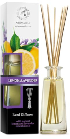 Raumduft Diffuser Zitrone-Lavendel 100ml - Ätherisches Zitronen-Lavendel-Öl - Lufterfrischer - Raumbeduftung - Frischer und Langanhaltender Aroma - Zimmerduft - Reed Diffuser Lemon-Lavender