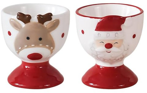 Rtyweth Weihnachtsdekoration, Keramik-Eierbecher-Set, handgefertigt, Glasur, Keramik, weich gekocht, Frühstücks-Ei-Zubehör