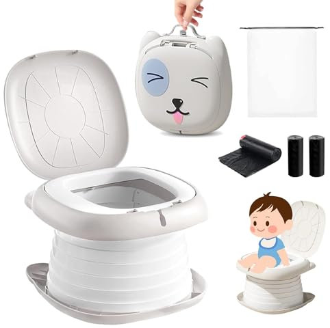 Klapptoilette für Kinder,Tragbare Kindertoilette,Töpfchen für Unterwegs,Reisetoilette Kinder Faltbar,Baby Toilette mit Ersatztaschen,Toilette für Unterwegs Kinder(Grau)