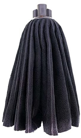 Tradineur - Fregona Ballarina de microfibra ecológica, súper absorbente, no deja rastro, mayor durabilidad, rosca universal (Negro - 30 cm - 1 unidad)