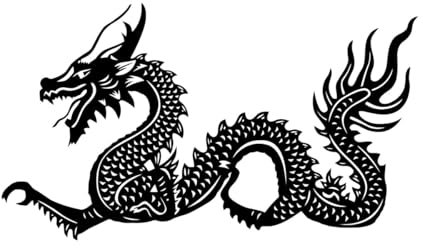 Chinesischer Drache Vinyl Wandtattoo Asiatische Fantasie Kunst Vinyl Aufkleber Wasserdichte Tapete DIY-S-35x57cm-Black