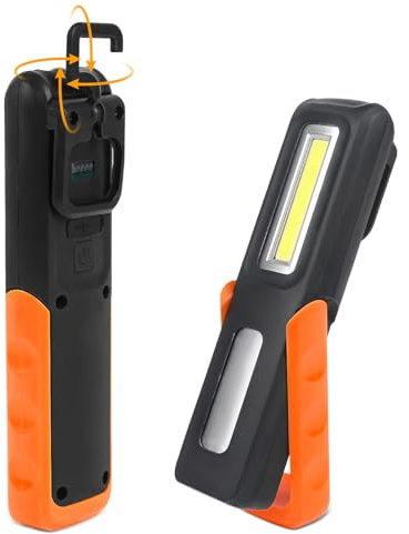 Aufladbare LED-Arbeitsleuchte - Magnetfuß, Werkstattlampe mit Haken und USB-Kabel, 2 Lichtmodi 360° Drehbar Inspektionslampe für Auto Reparatur Werkstatt Garage