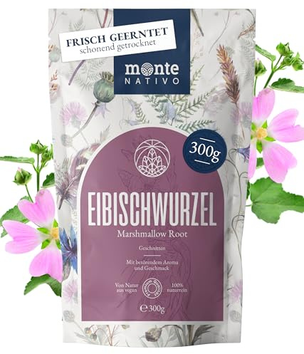 Eibischwurzel Tee Monte Nativo (300g) - Marshmallow root schonend getrocknet - Tee lose 100% natürlich und ohne Zusatzstoffe - Aromatischer Kräutertee für einen köstlichen Aufguss