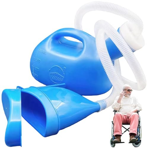 1pc Urinales de chevet pour hommes et femmes, portable 2000 ml de bouteille d'urine unisexe avec tube, urinoir portable à capacité pour les hommes pour la maison de voyage de toilette