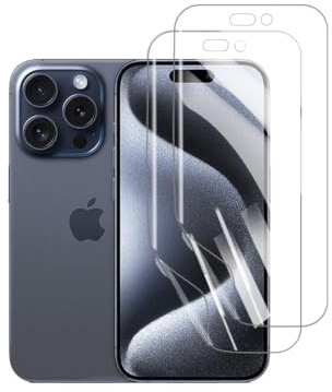 HYVICYROT Hydrogel Displayschutzfolie für iPhone 15 Pro Max, 2 Stück Hydrogel Film Klar HD Weich TPU Schutzfolie(Nicht Gehärtetes Glas)