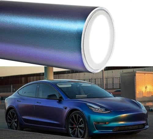 Autofolie,Farbwechselnde Vinylfolie,Matte blau bis lila Selbstklebende Autofolie aus Vinyl für Auto,Motorrad,Fahrrad DIY innen außen,Autoschutzfolie,150 X 30cm