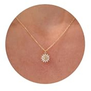 HANLI 14K Gold Vergoldet Halsketten Damen Zarte Horn Davidstern Schmetterling Sonne Lotus Volleyball Baseball Cowboystiefel Anhänger Kette mit für Frauen Mädchen Wasserfeste Hautverträglich Schmuck