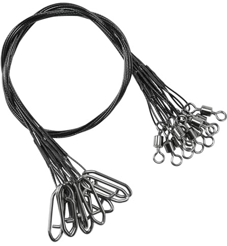 AMYSPORTS Steel Rigs Fishing Leaders Wire Stainless Lures Fishing Leader Heavy High Strength Wire Leaders Saltwater Black Nickel #2 30lb 7.8in 40pcs