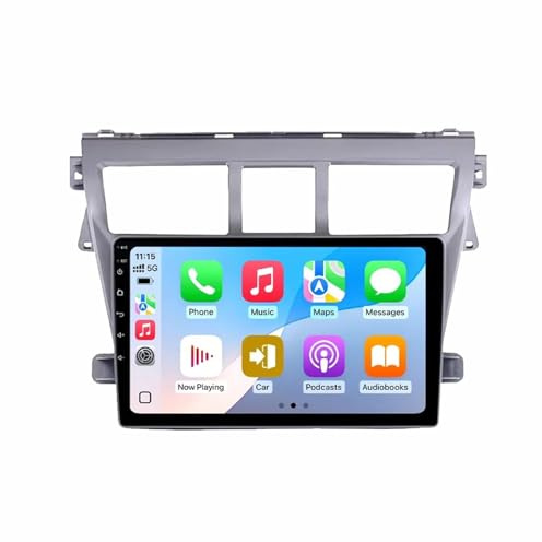 Android 15 Radio de Voiture 2 Din 9 Car Audio Écran Convient pour Toyota VIOS Yaris 2007-2013 avec GPS/FM RDS/BT/WiFi/SWC/Lien Miroir/Carplay/Commandes au Volant(8+256G)