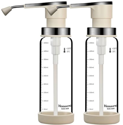 Distributeur De Ketchup - Bouteilles De Condiments 1050 G | Verre 2 Pièces Rechargeable Avec Pompe | Récipient Vinaigrette Sirop Café Glacé Liquide Pour Cuisine Restaurant Camping Stockage Sirop Miel