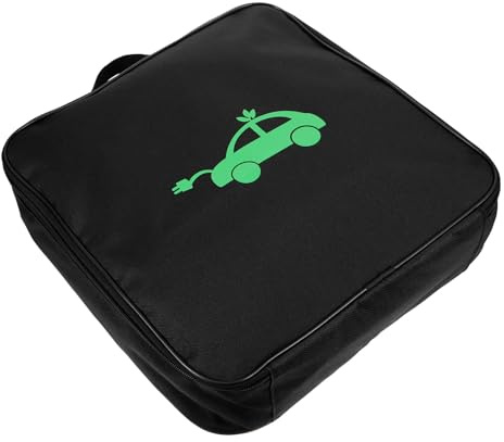 VERDANVERSE Ev Charger Storage Bag with Shockproof and Waterproof Design, Portable Square Electric Car Charger Case for Vehicle Cable Organizer, Outdoor Car Ev Cable Management Bag Black