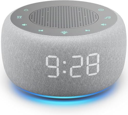 BUFFBEE Wecker mit Soundmaschine und White Noise für sanftes Aufwachen | Naturgeräusche und Schlafgeräusche, dimmbares Nachtlicht, einstellbare Lautstärke, White Noise Maschine für Schlafzimmer