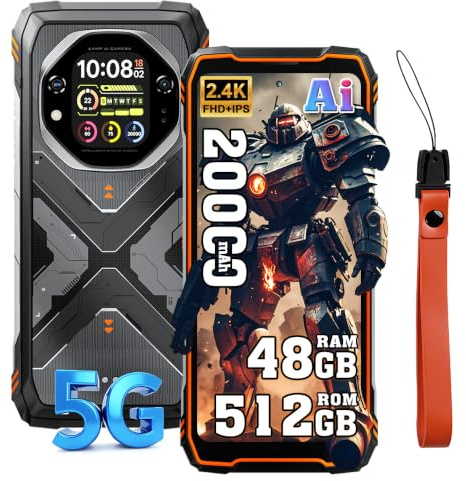 OSCALTANK 1 Rugged Smartphone 5G, 48GB+512GB/2TB Telefono Robusto 20000mAh, 64MP+50MP AI Camera, 6.78 FHD+ Doppio Display, Android 15, Dual 5G Cellulari Resistente IP68, NFC/OTG/GPS/FM, Arancia
