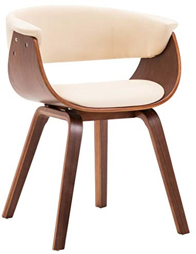 Kaelestia Esszimmerstuhl Creme Bugholz Kunstleder Sitzkomfort Polsterstuhl Holzstuhl mit Rückenlehne und Armlehne für Küche Wohnzimmer Essbereich Büro, ergonomisch, drehbar, gepolstert
