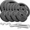 Hop-Sport Guss Hantelset mit SZ-Stange und Gewichten, 1x Curlstange, Set 37kg oder 57kg zur Auswahl (57kg)