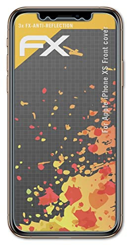atFoliX Panzerfolie kompatibel mit Apple iPhone XS Front cover Schutzfolie, entspiegelnde und stoßdämpfende FX Folie (3X)