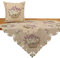 Quinnyshop Romantic Lila Lavendel Gänseblümchen Blumen Stickerei Mitteldecke ca. 60 cm Rund Polyester, Beige