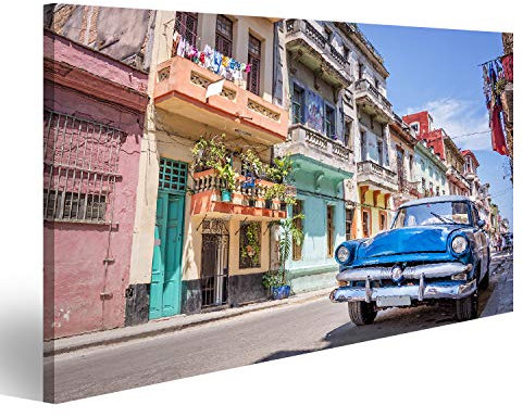 bilderfelix® Bild auf Leinwand Klassisches amerikanisches Oldtimer-Auto in Havanna, Kuba. Wandbild, Poster, Leinwandbild QPO