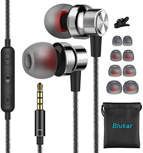 Blukar In-Ear-Kopfhörer, Kopfhörern mit Mikrofon und Kabel, Komfortable Geräuschreduzierung, Stereo-Sound, Lautstärkeregler für Galaxy, Mate und Alle 3,5 mm Kopfhörergeräte