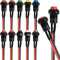 RUNCCI-YUN 10 Pcs SPST interruptor a pulsador redondo, 12V Interruptor de botón de Bloqueo, pulsador 12mm,interruptor spst,mini pulsadores electricos(AC 6A/125V 3A/250V)（Con linea）