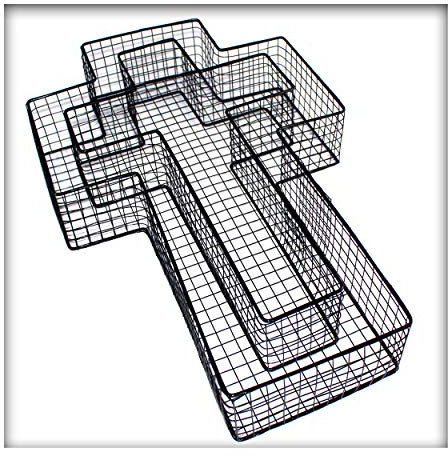 Kieskönig Kreuz Gitter Pflanzschale Grabschmuck Grabgestaltung Friedhof 8 cm hoch