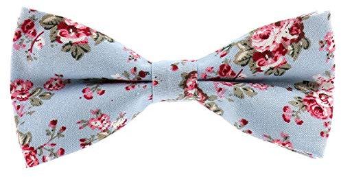 Noeud Papillon Fleuri Bleu clair - Bleu ciel - Motif à Fleurs - Noeud Papillon Homme Champêtre - Idéal Mariage Thème Bohème Chic