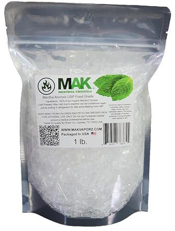 Mak Menthol Crystal 1 LB - Pure Organic 100% Natural - Menthol Crystals from Mint Crystal Mints Mentha Arvensis - Comes in Resealable Standup Bag for Long-Lasting Freshness