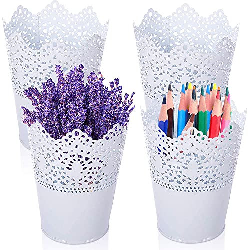 4 Pièces Pot à Crayons, Multifonction Pot de Fleur, Organisateur de Pinceau de Maquillage, Évider Tasse de Rangement Est, pour Ranger les Pinceaux de Maquillage, les Fleurs Artificielles