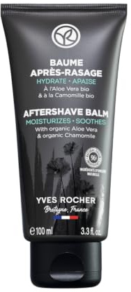 Yves Rocher Bálsamo After Shave Hombre Aloe Vera Bio y Camomila 100 ml | Cuidado post-afeitado, alivio inmediato y hidratación, piel mas confortable