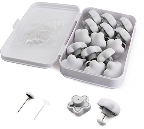 MQUPIN Lot de 16 Clips de Fixation Ronds pour Housse de Couette, Motif Champignon avec Boutons, pour Housse de Couette de Chambre à Coucher (Blanc-1)