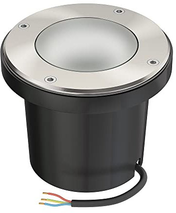 ledscom.de Lampada da incasso a pavimento BOFU per esterni, IP67, orientabile, acciaio inox, rotonda, 150 mm Ø, 1x GU10 max. 15W, vetro smerigliato