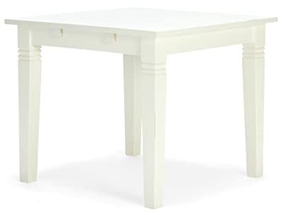 Woodkings® Esstisch Catana 90x90 Holz antik Creme weiß, Küchentisch erweiterbar, Vintage, rustikal im Landhaus Stil, Kleiner Holztisch, Esszimmer Wohnmöbel Pinie-MDF-Mix
